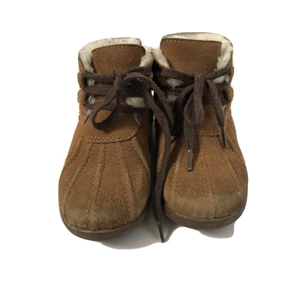 UGG Toddler Kids Chestnut Suede Shearling Lined Duck Boots 1012142T Size 8.5